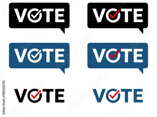 Vote Speech Bubble with Check Mark Vector Stock Illustration