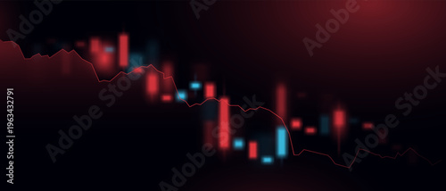 Trading graph with candlestick chart. Market price movement. Financial data visualization for stock trading, investment analysis, forex and cryptocurrency concepts. Vector illustration.