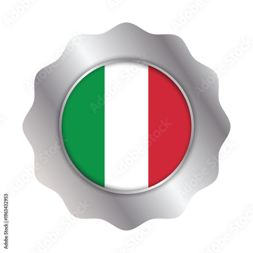 Minimal Italy flag circle icon with shadow isolated on white background