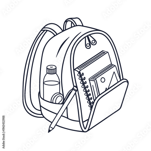 Backpack, school bag, vector illustration, educational supplies