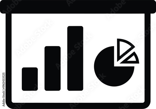 Vector graphics of business data visualization with bar and pie charts