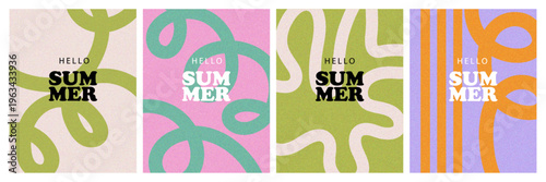 Summer bright juicy cards set modern abstract art design templates for celebration ads branding