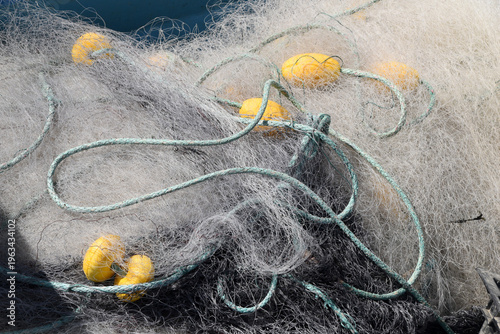 Fishing nets with ropes and floats