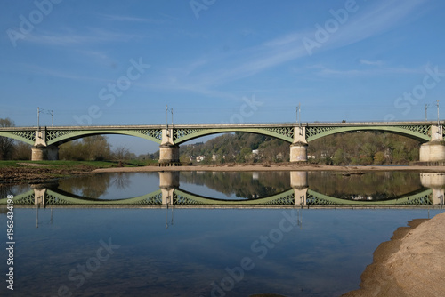 Beautiful landscape with Loire river and bridge in the French town of Nevers
