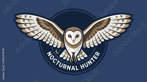 Nocturnal Hunter Owl Emblem - A Majestic Symbol of Night.