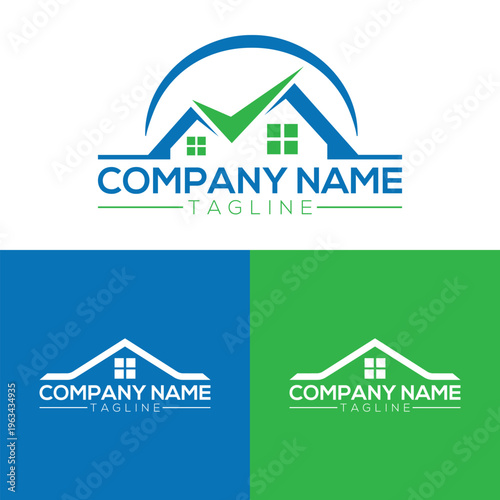 Modern Real Estate Logo Set – House Roof and Checkmark Concept Branding