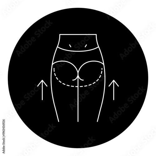 Butt Lift Effect Icon - Gluteal Lifting and Shaping Concept for Buttock Enhancement and Shapewear Contouring Symbol
