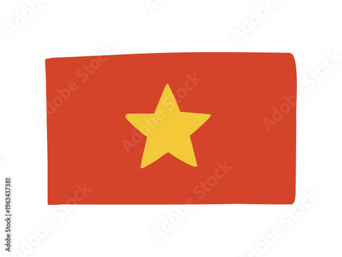 かわいいベトナムの国旗アイコン 手描きタッチの旗イラスト