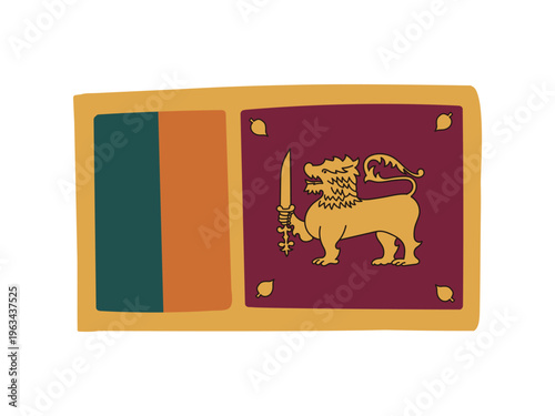 かわいいスリランカの国旗アイコン 手描きタッチの旗イラスト