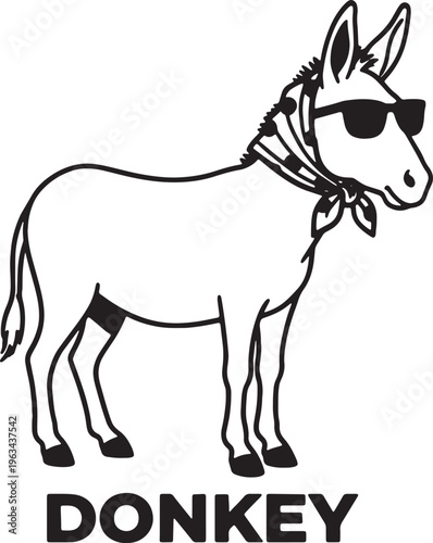 donkey wearing sunglasses and bandana