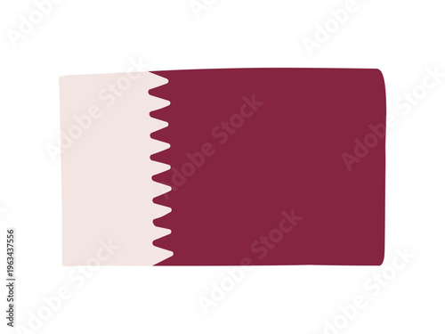 かわいいカタールの国旗アイコン 手描きタッチの旗イラスト