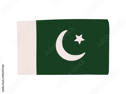 かわいいパキスタンの国旗アイコン 手描きタッチの旗イラスト