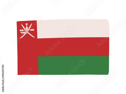 かわいいオマーンの国旗アイコン 手描きタッチの旗イラスト