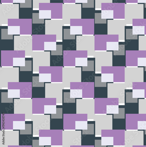 Modern Abstract Geometric Pattern with Purple and Grey Overlapping Shapes
