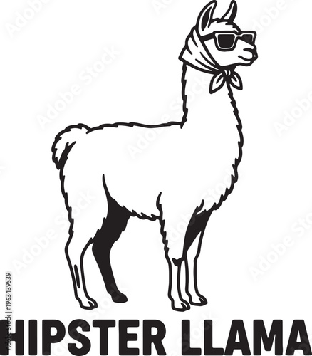 Llama wearing sunglasses and a bandana