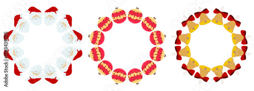 Christmas tree decorations. Round frame. Template for your creativity