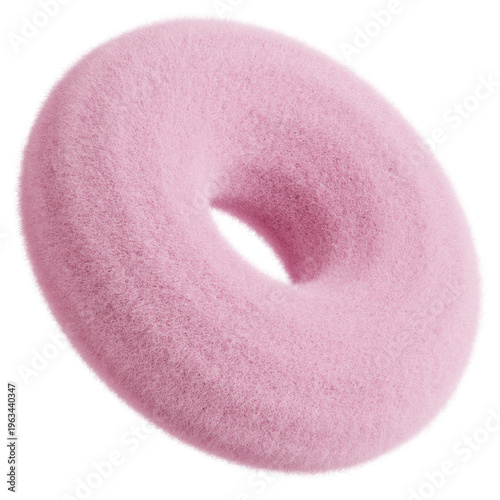 fuzzy donut shape 3d render soft texture circle object