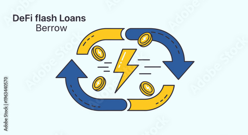 Decentralized finance concept with flash loans and borrowing