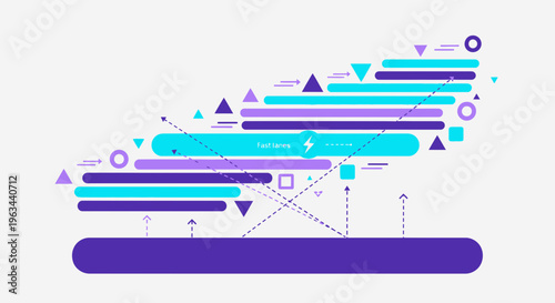 Decentralized finance concept illustrated with vibrant purple and blue shapes