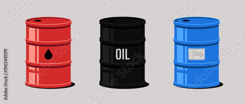Oil canister container with liquid petroleum isolated. Fuel storage, energy resource, transportation and industrial usage concepts. Simple flat design. Vector illustration. Black color.