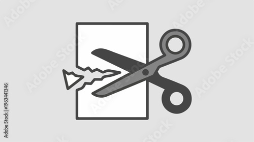 Scissors cutting paper, creative concept, design element, illustration.
