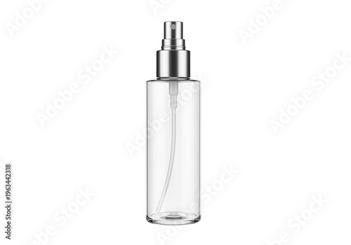 Clear glass perfume bottle with spray nozzle and cap