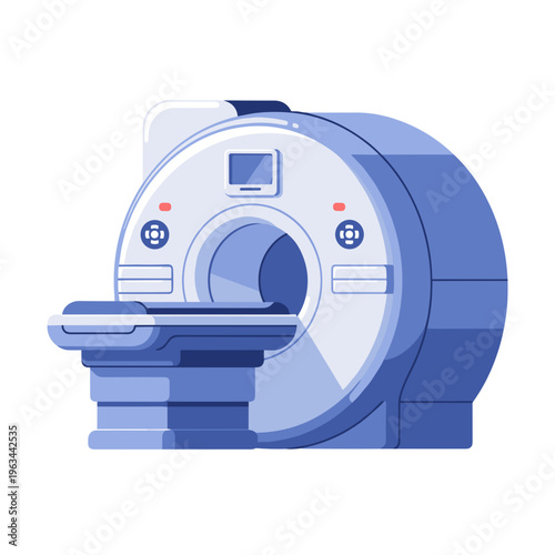 Blue MRI machine scanner isometric view illustration