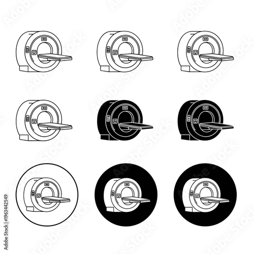Collection of diverse MRI machine logo icons