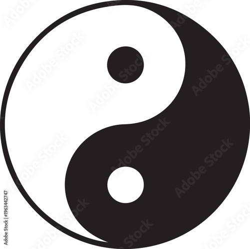 Yin Yang symbol, black and white, ancient chinese philosophy icon, vector