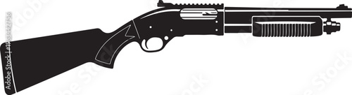 Rifle, Shotgun, Gun, Firearm Vector Illustration, Black, Outline Style