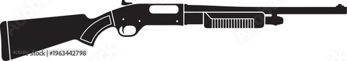 Black rifle, shotgun vector, firearm illustration, hunting gun