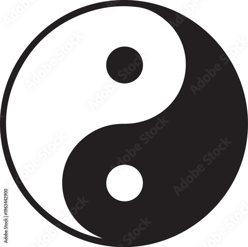 Yin Yang symbol, black and white icon, ancient chinese philosophy, harmony balance