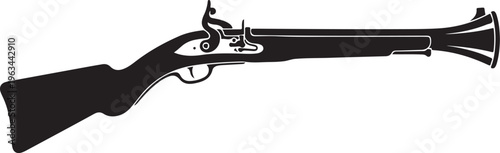 Vintage flintlock rifle, antique firearm, black powder gun, muzzleloader weapon