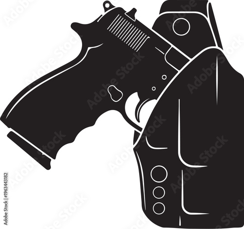 Black pistol, handgun holster, gun accessory, weapon icon
