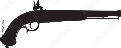 Rifle, Gun, Firearm, Black Silhouette, Vector Illustration