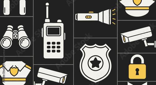 Police Security Icons Set.