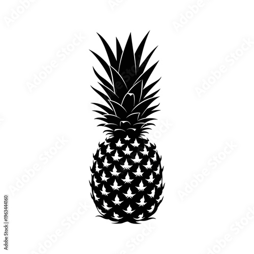 Pineapple Fruit Silhouette Isolated on White Background