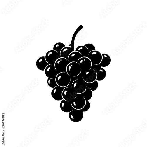 Grapes Bunch Silhouette Isolated on White Background