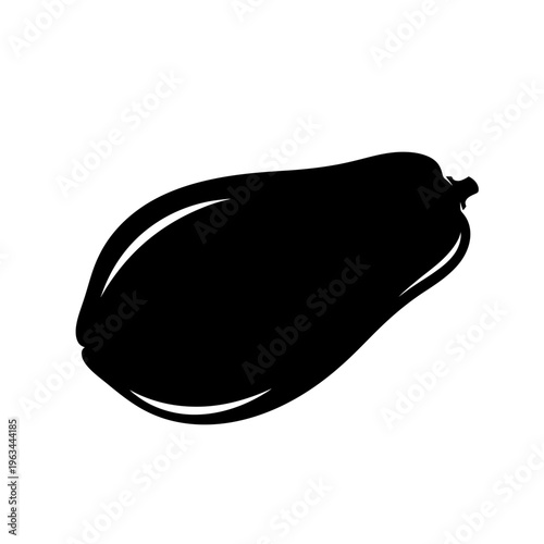 Papaya Fruit Silhouette Isolated on White Background