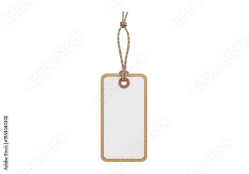 Elegant gold-framed blank tag hanging on a string