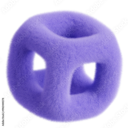 furry 3D abstract geometric shape cubic object