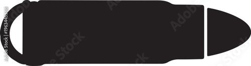 Black bullet, metallic slug, ammunition icon, vector silhouette