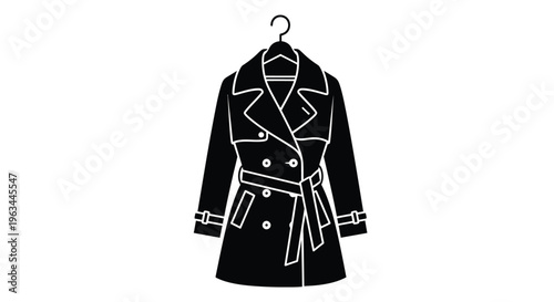 A black trench coat hangs on a hook a striking silhouette