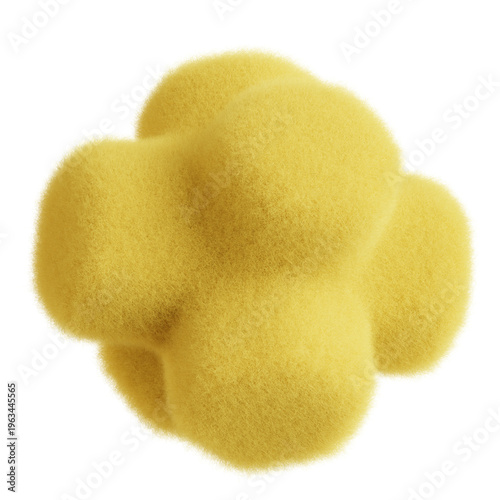 Yellow fuzzy abstract 3d shape soft organic form texture