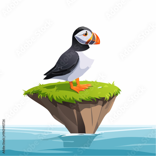 Papageitaucher auf grüner Insel