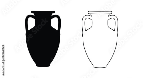 Ancient greek amphorae in contrasting styles a black silhouette