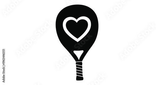 A black paddle with a white heart shape a romantic silhouette