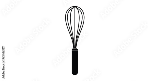 Simple black kitchen whisk illustration on a white background silhouette