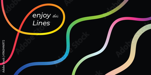 Vibrant multicolored lines artwork with enjoy the lines text