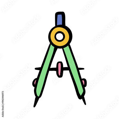 Doodle style drawing compass for geometry projects